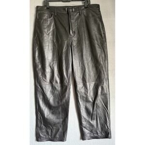 Banana Republic Pants Women Size 33 Black Faux Leather Pockets Flat Front Chino